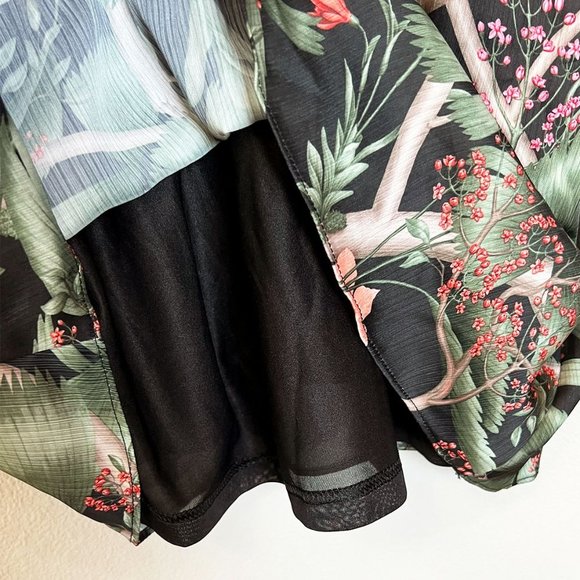 Johanna Ortiz x H&M Patterned Dress with Flounce Mini Ruffle Tropical Silky S - Picture 13 of 16